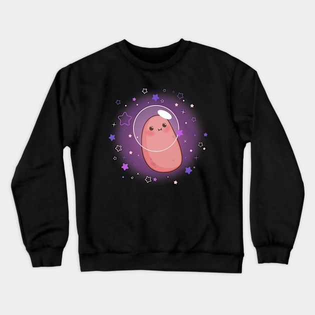 Kawaii Potato Cute Stargazing Anime - Funny Astronaut Crewneck Sweatshirt by Irene Koh Studio